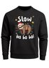 Sweatshirt Herren Weihnachtspullover Faultier Spruch Slow Ho Ho Aufdruck Weihnachtsoutfit Männer Moonworks®preview