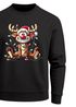 Sweatshirt Herren Weihnachtspullover Lustig Rentier Aufdruck XMAS Sweater Weihnachtsoutfit Männer Moonworks®preview