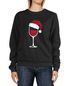 Sweatshirt Weihnachten lustig Weinglas mit Weihnachtsmütze Weihnachtsmotiv Rundhals-Pullover Pulli Sweater Moonworks®preview