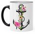Tasse Blumen Anker Flower Anchor Watercolor Kaffeetasse Teetasse Keramiktasse Autiga®preview
