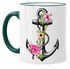 Tasse Blumen Anker Flower Anchor Watercolor Kaffeetasse Teetasse Keramiktasse Autiga®preview