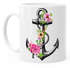 Tasse Blumen Anker Flower Anchor Watercolor Kaffeetasse Teetasse Keramiktasse Autiga®preview