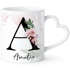 Tasse Buchstabe Monogramm personalisiert mit Namen Initiale Herzhenkel Blumen-Motiv persönliche Geschenke SpecialMe®preview