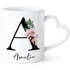 Tasse Buchstabe Monogramm personalisiert mit Namen Initiale Herzhenkel Blumen-Motiv persönliche Geschenke SpecialMe®preview