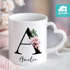 Tasse Buchstabe Monogramm personalisiert mit Namen Initiale Herzhenkel Blumen-Motiv persönliche Geschenke SpecialMe®preview