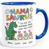 Tasse Dino Papasaurus mit Namen 1 2 3 Kinder personalisierte Geschenke für Papa Mama zum Vatertag Muttertag SpecialMe®preview