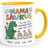 Tasse Dino Papasaurus mit Namen 1 2 3 Kinder personalisierte Geschenke für Papa Mama zum Vatertag Muttertag SpecialMe®preview