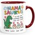 Tasse Dino Papasaurus mit Namen 1 2 3 Kinder personalisierte Geschenke für Papa Mama zum Vatertag Muttertag SpecialMe®preview