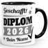 Tasse Diplom-Arbeit Jahr 2026 anpassbar Geschenk Abschluss Studium bestandene Prüfung mit Name personalisiert SpecialMe®preview