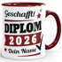 Tasse Diplom-Arbeit Jahr 2026 anpassbar Geschenk Abschluss Studium bestandene Prüfung mit Name personalisiert SpecialMe®preview