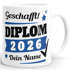 Tasse Diplom-Arbeit Jahr 2026 anpassbar Geschenk Abschluss Studium bestandene Prüfung mit Name personalisiert SpecialMe®preview