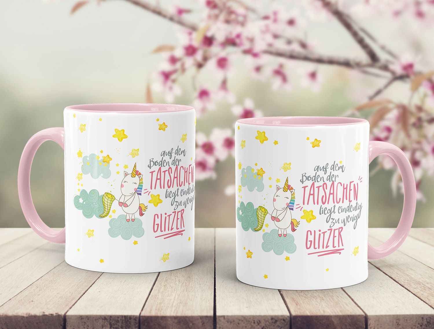 Tasse Einhorn Spruch "auf dem Boden der Tatsachen liegt eindeutig zu