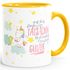 Tasse Einhorn Spruch "auf dem Boden der Tatsachen liegt eindeutig zu wenig Glitzer" mit Innenfarbe MoonWorks®preview