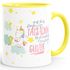 Tasse Einhorn Spruch "auf dem Boden der Tatsachen liegt eindeutig zu wenig Glitzer" mit Innenfarbe MoonWorks®preview