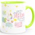 Tasse Einhorn Spruch "auf dem Boden der Tatsachen liegt eindeutig zu wenig Glitzer" mit Innenfarbe MoonWorks®preview