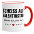 Tasse farbige Kante Scheiß auf Valentinstag Ich liebe dich jeden Tag "RedHeart" glänzend Kaffeetasse Teetasse Keramiktasse MoonWorks®preview