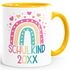 Tasse Geschenk Einschulung 2025 Regenbogen Herzen personalisiert mit Einschulunsjahr Kindertasse aus Keramik für Jungen Mädchen SpecialMe®preview
