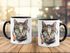 Tasse Katze mit Federn Kaffeetasse mit farbigem Henkel und Innenfarbe Autiga®preview