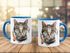 Tasse Katze mit Federn Kaffeetasse mit farbigem Henkel und Innenfarbe Autiga®preview