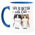 Tasse Katze personalisiert (1-3) mit Namen Geschenk Katzenbesitzer Katzenmama Katzenpapa Katzenmotiv SpecialMe®preview