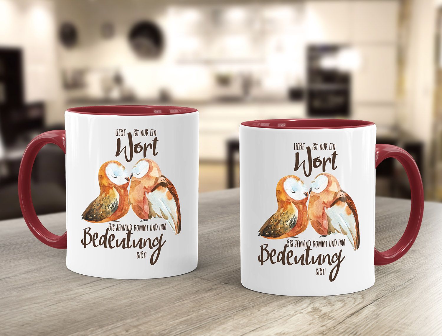 Tasse Liebe ist nur ein Wort Eule Geschenk Liebe Spruch Tasse