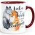 Tasse Liebe ist nur ein Wort Fuchs Geschenk Liebe Spruch Tasse Liebessprüche Kaffee-Tasse für Verliebte MoonWorks®preview