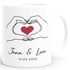 Tasse Liebe personalisiert mit Namen und Datum Motiv Hände Herz Geschenk Jahrestag Partner Mann Frau SpecialMe®preview