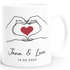 Tasse Liebe personalisiert mit Namen und Datum Motiv Hände Herz Geschenk Jahrestag Partner Mann Frau SpecialMe®preview
