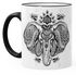 Tasse Mandala Elefant Zentangle Teetasse mit farbigem Henkel und Kante Autiga®preview