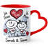 Tasse mit Herz-Henkel personalisiert verliebte Strichmännchem Spruch Ich Deins Du Meins Wunschnamen Geschenk Liebe SpecialMe®preview