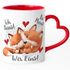 Tasse mit Herz-Henkel Spruch Ich Deins Du Meins Wir Eins Geschenk Liebe Valentinstag Jahrestag Fuchs SpecialMe®preview