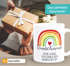 Tasse mit Herzhenkel Regenbogen personalisiert mit Name und Wunschtext dein eigener Text personalisierbare Geschenke SpecialMe®preview