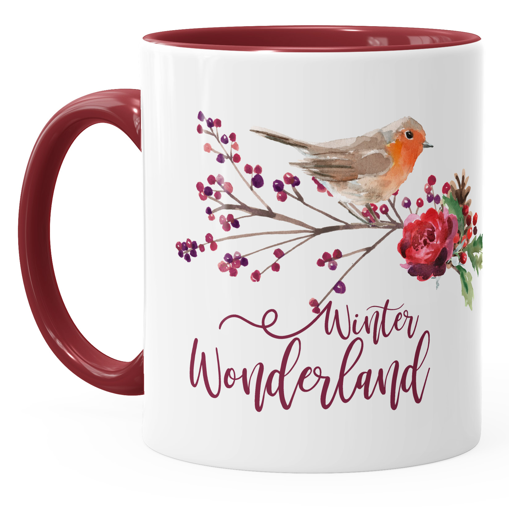 Autiga Kaffeetasse Katze Mit Federn – 375 Ml, Keramik, Farbiger Henkel & Rosa Innenfarbe, Spülmaschinenfest