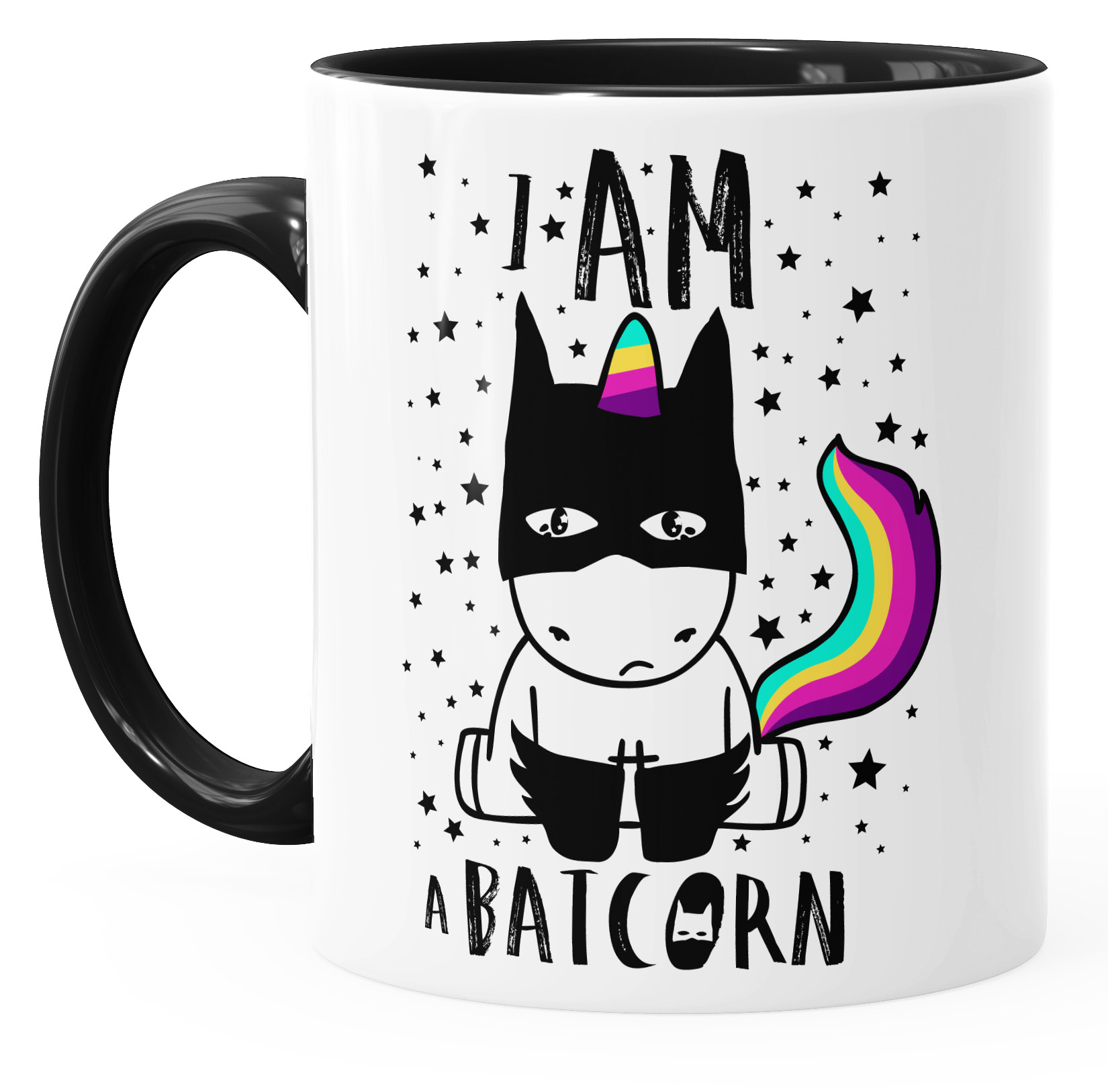 MoonWorks Keramiktasse Mit Farbigem Innen – Glänzend, Schwarz, Für Kaffee & Tee