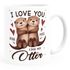 Tasse mit Spruch Ich liebe Dich mit Namen personalisiert Otter Pärchen Herz Liebes-Geschenk SpecialMe®preview