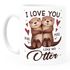 Tasse mit Spruch Ich liebe Dich mit Namen personalisiert Otter Pärchen Herz Liebes-Geschenk SpecialMe®preview