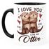 Tasse mit Spruch Ich liebe Dich mit Namen personalisiert Otter Pärchen Herz Liebes-Geschenk SpecialMe®preview