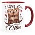 Tasse mit Spruch Ich liebe Dich mit Namen personalisiert Otter Pärchen Herz Liebes-Geschenk SpecialMe®preview