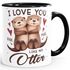Tasse mit Spruch Ich liebe Dich mit Namen personalisiert Otter Pärchen Herz Liebes-Geschenk SpecialMe®preview