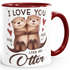 Tasse mit Spruch Ich liebe Dich mit Namen personalisiert Otter Pärchen Herz Liebes-Geschenk SpecialMe®preview