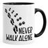 Tasse Never walk alone Hund Pfoten Hundepfoten Pfotenabdrücke Hundebesitzer Kaffeetasse Teetasse Keramiktasse MoonWorks®preview