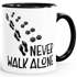 Tasse Never walk alone Hund Pfoten Hundepfoten Pfotenabdrücke Hundebesitzer Kaffeetasse Teetasse Keramiktasse MoonWorks®preview