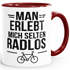 Tasse Spruch Spruch Fahrradfahrer Man erlebt mich selten radlos Statement Geschenkidee Bike-Freunde lustige Kaffeebecher MoonWorks®preview