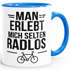 Tasse Spruch Spruch Fahrradfahrer Man erlebt mich selten radlos Statement Geschenkidee Bike-Freunde lustige Kaffeebecher MoonWorks®preview