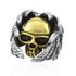 Totenkopf Ring Herren Edelstahl Flügel Biker Skull Gothic Massiv Zweifarbig Gold Silber Punk Rockerpreview