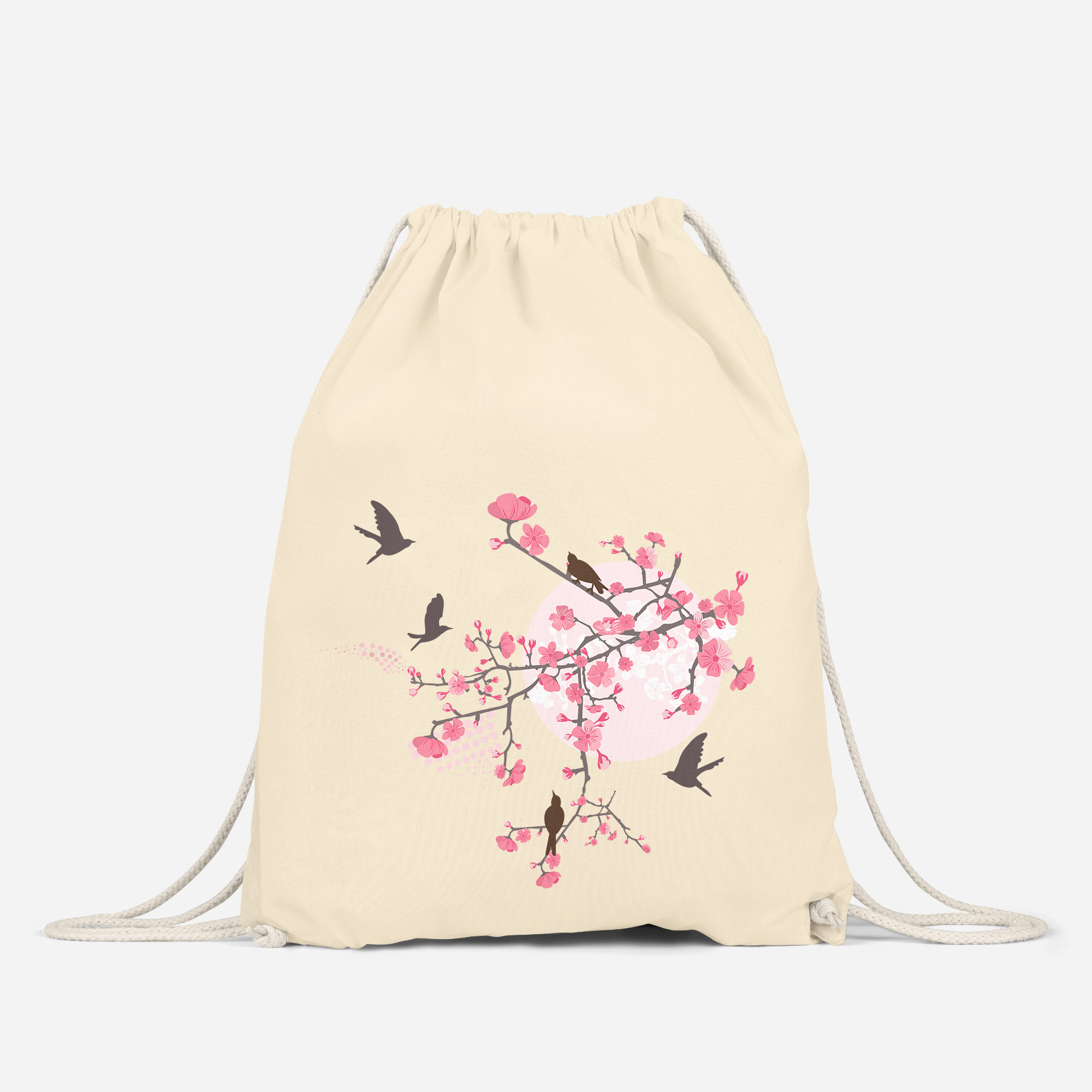 Kaffeetasse Mit Kirschblüten & Vögeln – Bunte Keramiktasse, 325 Ml, Spülmaschinengeeignet