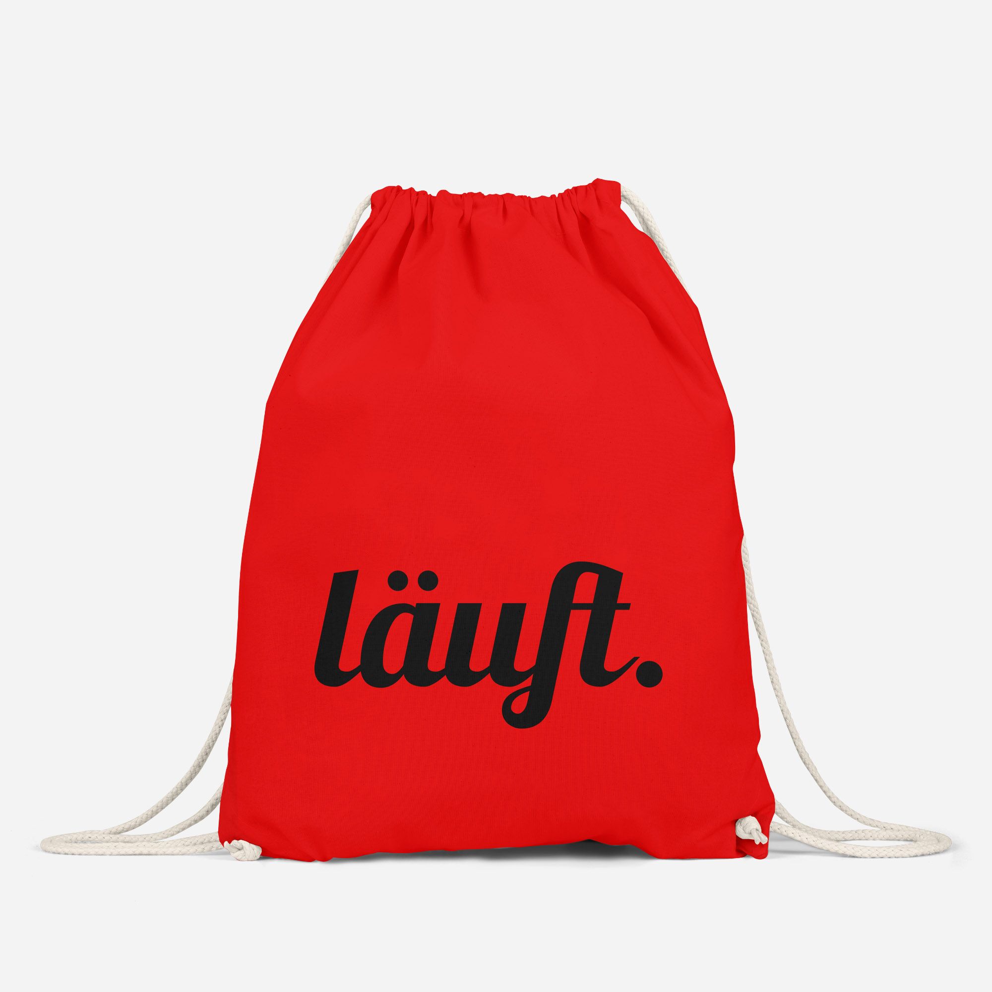 Turnbeutel mit Spruch, läuft, Beutel Tasche Sportbeutel Jutebeutel
