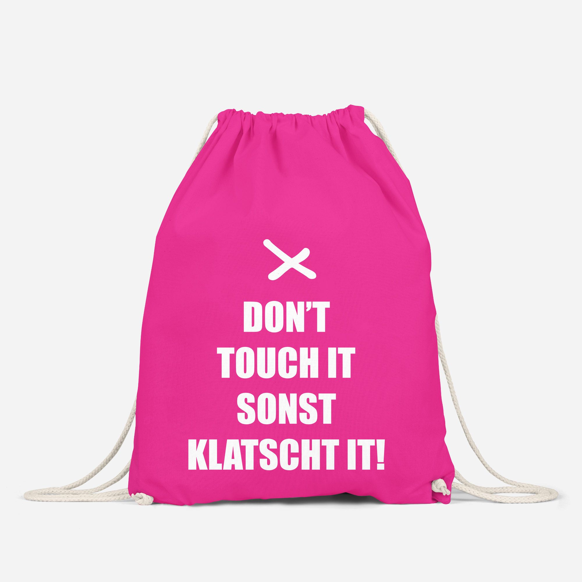 Turnbeutel mit Sprüchen "don`t touch it" Hipster Beutel Tasche