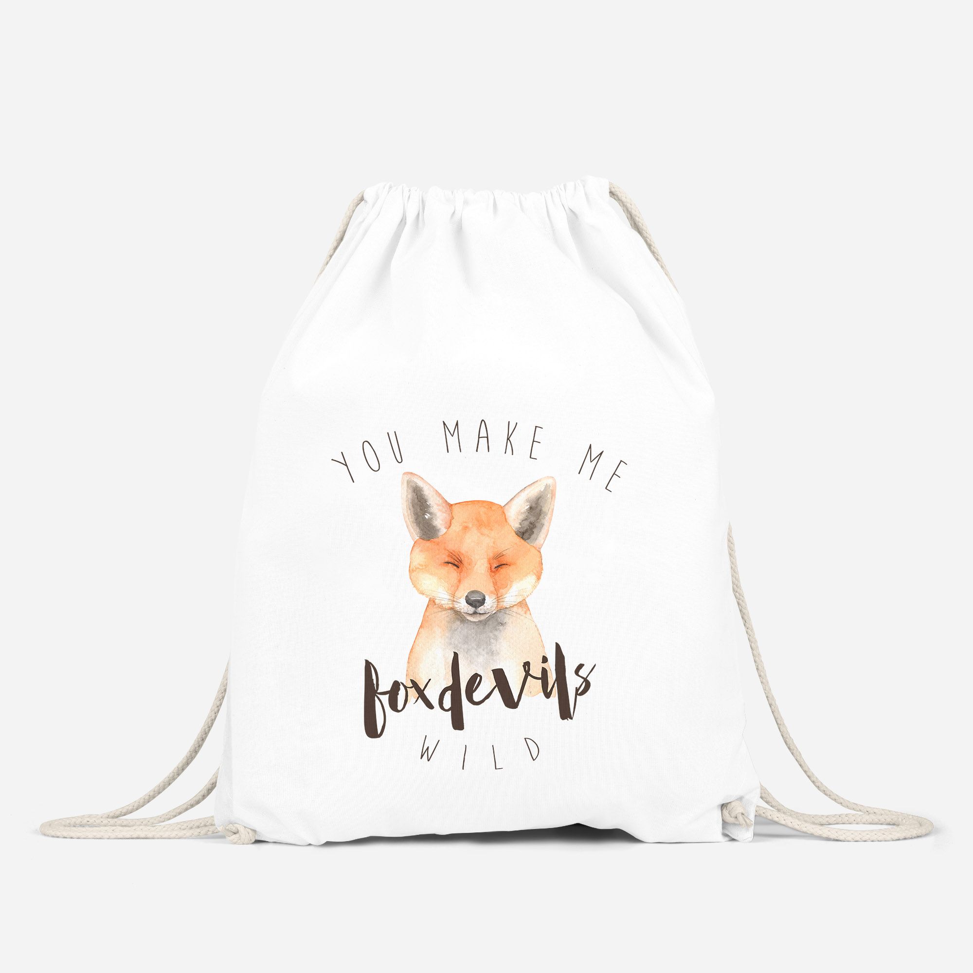 Turnbeutel You make me fox devils wild Liebe Denglisch Spruch Love