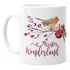 Weihnachtstasse Tasse Weihnachten Winterwonderland Vogel Rotkehlchen Blumen Misteln Christmas Bird Kaffeetasse Autiga®preview